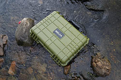 MEIJIA All Weather Portable IP67 Waterproof Protective Case, Hard Camera Case with customizable foam, Perfectly Protection of Camera, Drones,Pistols,Lens,Equipments,18.5 x14.06x6.93inches (Green) - color: Green