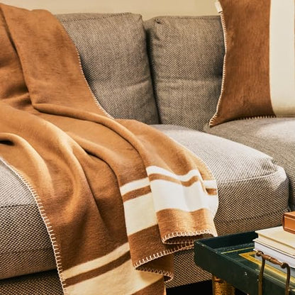 Preston Lane Highrise Throw Blanket – 50" x 70", Premium Cotton-Blend, Soft and Fluffy Throw for Couch, Bed, or Living Room, Cozy and Warm, Made in Portugal, Camel - color: Camel