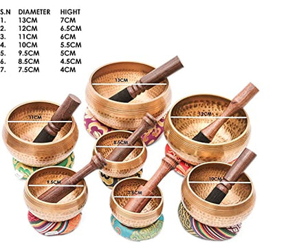 Nepal Tibetan Singing Bowl Set of 7 Bowl sets | Meditation Sound Bowls