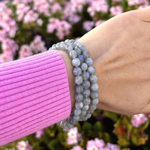 Adabele 1pc Natural Stretch Gemstone Bracelet 6mm (0.24 Inch) Bead 7" 7.5" 8 inch Healing Crystal Quartz Energy Chakra Jewelry Women Birthday Gift - color: Grade A Labradorite, size: 7 inch