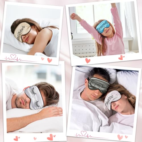 8 Pieces Funny Sleep Mask Silk Eye Mask with Adjustable Strap Soft Cute Blackout Blindfold Eye Cover for Women Men Full Night's Sleep, Travel, Nap, Meditation(Elegant Colors) - color: Elegant Colors
