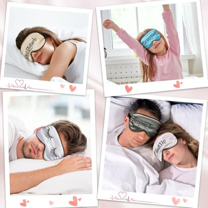 8 Pieces Funny Sleep Mask Silk Eye Mask with Adjustable Strap Soft Cute Blackout Blindfold Eye Cover for Women Men Full Night's Sleep, Travel, Nap, Meditation(Elegant Colors) - color: Elegant Colors