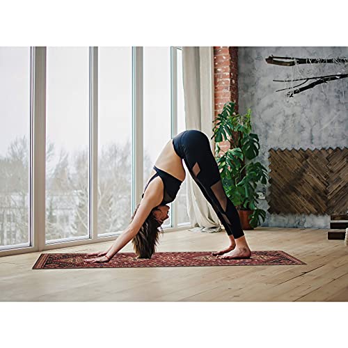 Ananda Eco Friendly Non Slip Yoga Mat, Decorative Body Alignment System, TPE Textured Non Slip Surface, 72x 26Inches, 1/4 Thick High Density Padding To Avoid Sore Knees, Perfect for Yoga, Pilates and Fitness with Carrying Strap