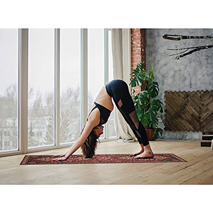 Ananda Eco Friendly Non Slip Yoga Mat, Decorative Body Alignment System, TPE Textured Non Slip Surface, 72x 26Inches, 1/4 Thick High Density Padding To Avoid Sore Knees, Perfect for Yoga, Pilates and Fitness with Carrying Strap