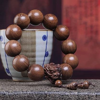 Zen Dear Unisex Natural Silkwood Tibetan Buddhism Meditation Prayer Bead Necklace Japa Mala Beads Bracelets - style: 20mm 12 Beads Long's Heads
