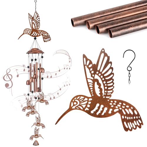 Outdoor Wind Chimes Hummingbird Sasquatch Gifts Metal Windchimes for Men/Women/Memorial Gift Metal WindChimes for Outside/Indoors, Home, Lawn, Porch, Patio, Garden Decor - color: Hummingbird