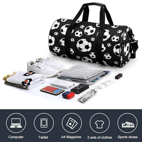 Soccer Balls Football Cylindrical Portable Fitness Bag, Large Capacity Handbag - color: soccer balls football