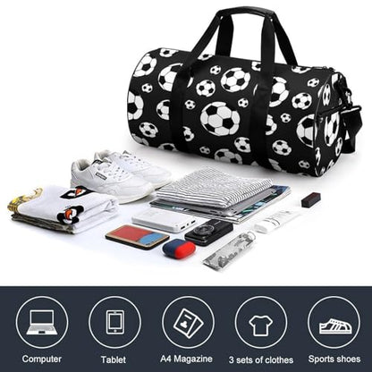 Soccer Balls Football Cylindrical Portable Fitness Bag, Large Capacity Handbag - color: soccer balls football