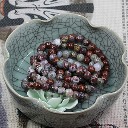 Keleny Gem Semi Precious Gemstones 8mm Natural Stone Round Beads Crystal Stretch Bracelets 7 Inch Unisex - color: 8mm Red Lighting Agate