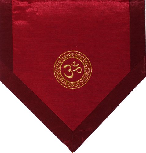 Altar Cloth Or Wall Hangings - Embroidered - Om in Lotus Wheel: Iridescent Red - color: Om