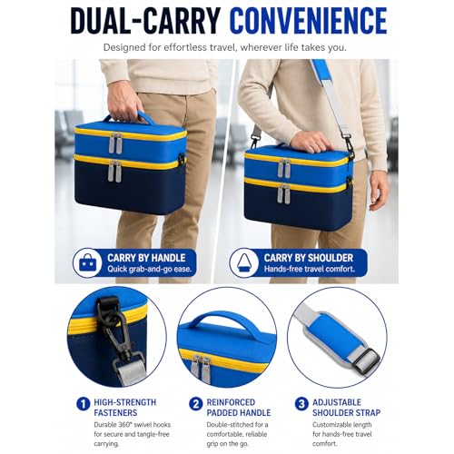 Bevegekos Carrying Storage Travel Bag for Toniebox 2 Starter Set, for 25+ Tonie Figures, Charging Station & Headphone, Case Only (Navy/Sky Blue, Large) - color: Navy/Sky Blue