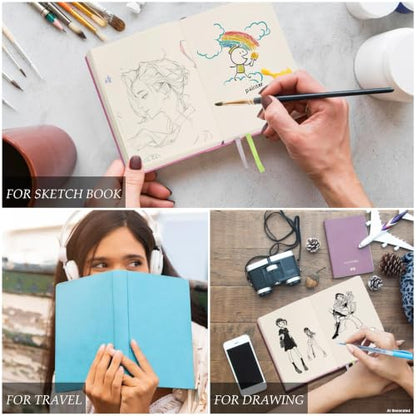 Blank Journal Notebook 720 Pages 3.9 × 5.5 No Lines Soft Leather Pocket Blank Notebook for Women Drawing Book Memo Writing Sketch Pad Diary Notebook (Green Blank Notebook) - color: Green Blank Notebook