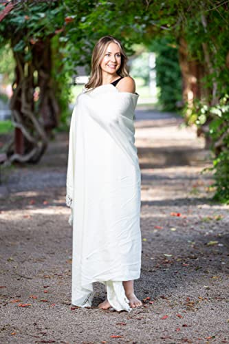 Meditation Shawl or Meditation Blanket, Shawl/Wrap, Oversize Scarf/Stole. Large. Unisex. - color: White