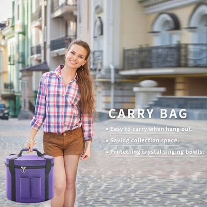 Hye-eun 432hz Purple Crystal Singing Bowls Set of 7Pcs Quartz Frosted Sound Chakra Bowls with Carrying Case for Yoga Meditation Healing Percussion Instruments - color: 7-12inch 432hz Purple 7pcs
