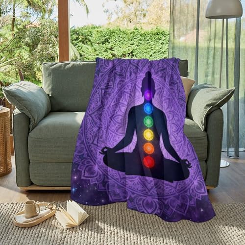 Fleece Blanket Twin Size Blanket Throw Soft Flannel Blanket, Compatible with Seven Chakra Bohemian Mandala Mushroom Yoga Meditation Boho Art, Fuzzy Plush Blanket for Couch Sofa Bed All Seasons - color: Pattern (3), size: 80"x60"