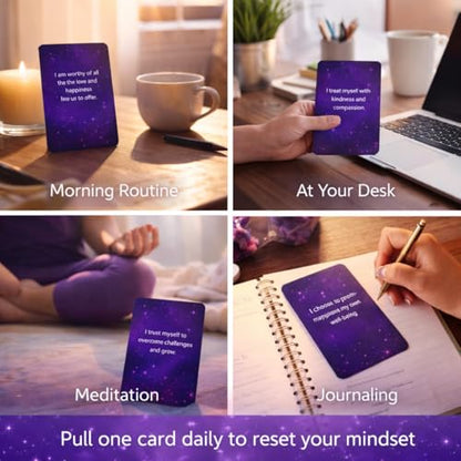 Affirmation Cards, Printed greeting cards, 54 Daily Positive Affirmation Cards for Self Love, Confidence & Mindfulness, Inspirational Motivation Deck with Gift Box for Stress Relief, Meditation & Self Care