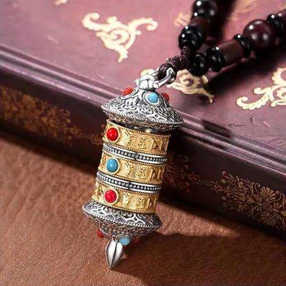 Vivian&CD Good Luck Necklace for Women and Men, Spinner Charm Necklace Luck Amulet Protection Necklace Meditation Prayer Wheel Rotatable Pendant Necklace jewelry for Women and Men - style: prayer wheel