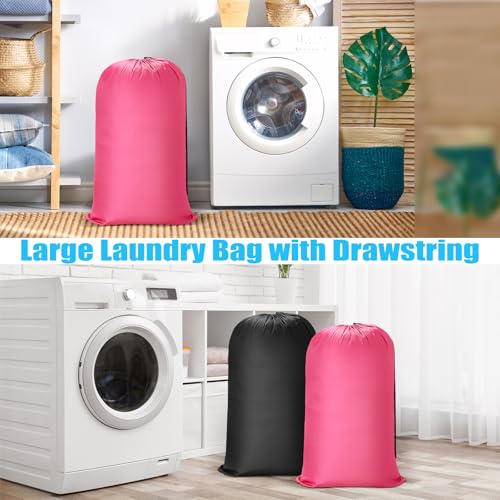 Nuogo 20 Pcs Laundry Bag Washable Travel Laundry Bags with Drawstring Lock Closure Large Heavy Duty for Camping Tent Blankets Dirty Clothes Yarn Fabric Storage, 38 x 24 Inches(Black, Pink) - color: Black, Pink