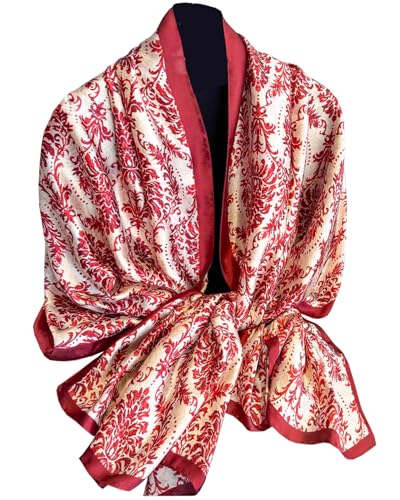 Dress Scarves Shawl Wraps Long Silky Scarf for Women Dressy Fashion Lightweight for Decorative Formal Evening Gowns - color: 1043-red Pattern