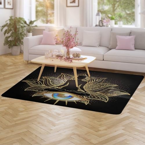 Gold Chakra Female Doing Yoga Art Ultra Soft Non-Slip Area Rugs Indoor Throw Area Rug Short Flannel Carpet for Living Room Bedroom Dining Room