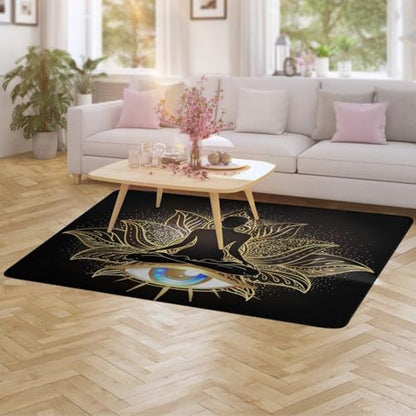 Gold Chakra Female Doing Yoga Art Ultra Soft Non-Slip Area Rugs Indoor Throw Area Rug Short Flannel Carpet for Living Room Bedroom Dining Room