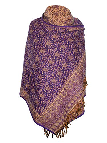 PURPLE BEIGE FLORAL BLANKET SCARF LUXURY PREMIUM QUALITY HANDMADE FASHION SCAR MADE OF YAK WOOL Shawl Blanket stole unisex Travel Wrap Meditation Soft gift for her