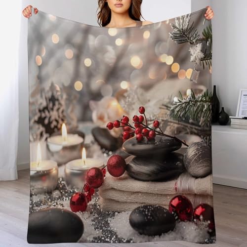 Zens Stones Orchid Throw Blanket, Soft Lightweight Cozy Warm Christmas Balls Candle Flannel Blankets for Couch Bed Travel, 30"x40" - color: Zens Stones Orchid, size: 30"x40"