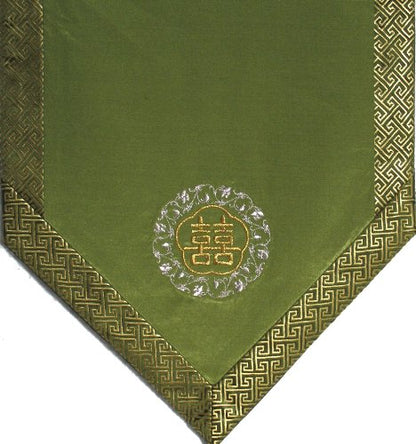 Altar Cloth Or Wall Hanging - Embroidered w/Brocade Silk Trims - Double Happiness - color: Double Happiness