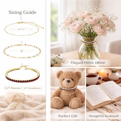 Intentional Healing Stones Bracelet for Women, 3PCS Layered Set with Semi‑Precious Stone Beads, Inspirational Jewelry for Calm Rituals & Emotional Balance - style: Garnet - Strength & Protection