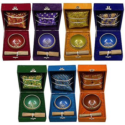 Chakra Singing Bowls Set Cuencos Tibetanos With Cushion Mallet Tulsi Beads Mala Tibetan Prayer Flag For Meditation Mindfulness - Style2 Size Medium - color: Style#2 Medium
