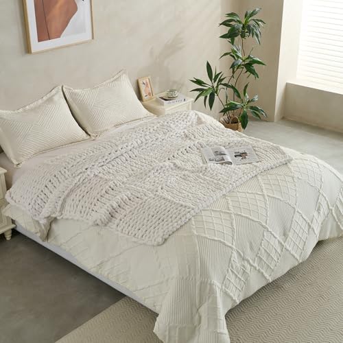 Chunky Knit Blanket Throw 50x60 Inches,Handmade Cable Knit Crochet Blanket,Cozy Lightweight All Season,Wrinkle-Resistant Polyester for Couch Bed Sofa Reading Nook, Beige - color: Beige