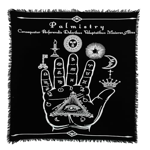 Indian Consigners Palmistry Altar Cloth Celestical Tarot Deck Alter Square Wall Hanging Tablecloth Sacred Place Home Décor Moon Faces Astrology Zodiac Silver Palm - color: Silver Palm