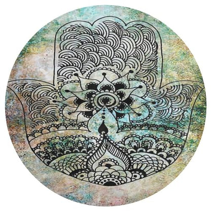Hamsa Hand of Fatima Meditation Mandala Ultra Soft Non-Slip Area Rugs Indoor Coral Velvet Floor Mat Short Flannel Carpet for Living Room Bedroom Dining Room, 35*35in