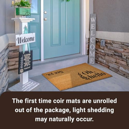 Coco Coir Door Mat with Heavy Duty Backing, Welcome Doormat (17" x 30"), Doormat Entrance (Oh Hello) - color: Oh Hello