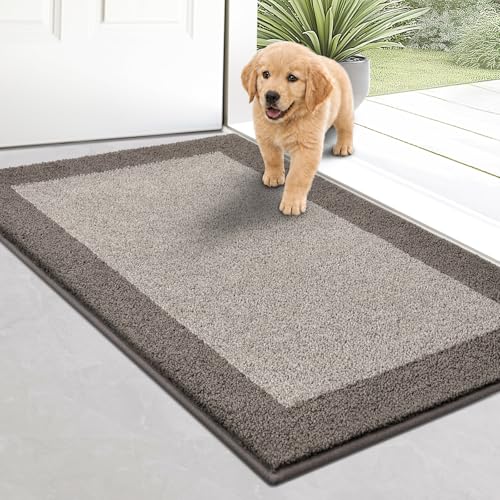 Indoor Door Mat 20" x 32", Washable Kitchen Rug, Non Slip Entryway Rug for Floor, Absorbent Entrance Throw Rug for Laundry, Bathroom, Door - color: Beige, size: 20" x 32"