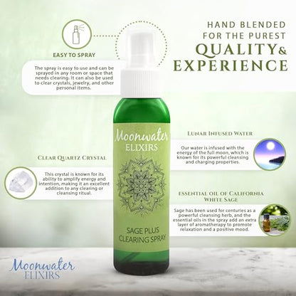 White Sage Smudge Spray for Spiritual Cleansing & Aura Protection, Sage Mist for Cleansing Negative Energy & Protection, Home & Meditation, Clear Quartz Reiki Energized Aromatherapy Room Spray - 4oz - size: 4 Fl Oz (Pack of 1)