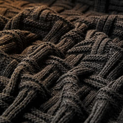 Aormenzy Soft Cozy Acrylic Throw Blanket, Cable Knit for Couch, Sofa, Bed - Black (1.7lb) - color: Black