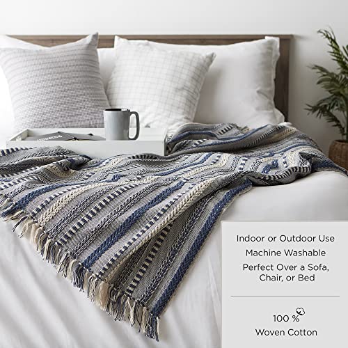 DII Rustic Farmhouse Cotton Chevron Blanket Throw with Fringe for Chair, Couch, Picnic, Camping, Beach, & Everyday Use, 50 x 60 - Urban Chevron Stone - color: Stone, size: 50x60"