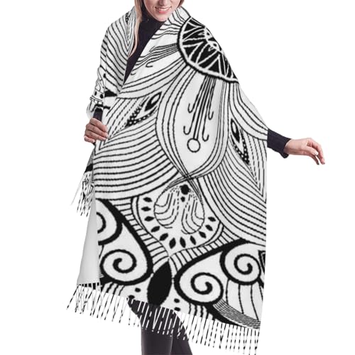 Pastel Mandala Indian Symbol Of Lotus Flower Women'S Faux Cashmere Tassel Shawl Warm Soft Poncho Scarf Oversized Blanket Scarf For Fall Winter