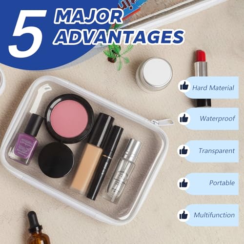 Dimore 9 Pack Medium Clear Hard Shell Zipper Case, 9.5x7x2 Inch Versatile PVC Organizer Box with Zipper, Multi-Purpose Storage Pouch for Makeup, Toiletries, Office Supplies, Chargers