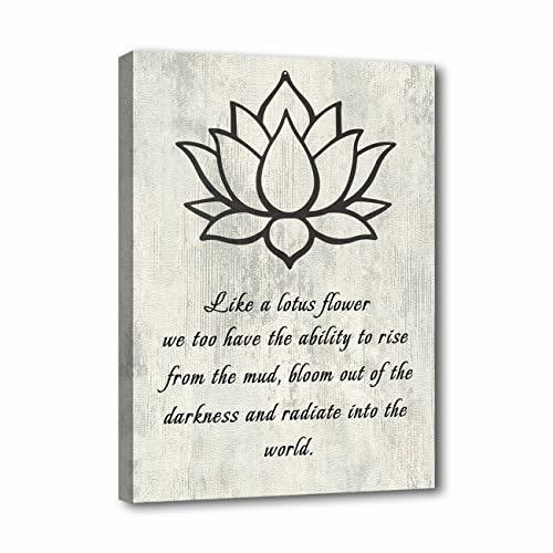 LZIMU Lotus Flower Canvas Wall Art Inspirational Quotes Poster Spa Picture Prints Wall Decor for Yoga Meditation Spiritual Room Decor (Lotus Flower-1, 30.00" x 20.00") - color: Lotus Flower-1, size: 30"L x 20"W