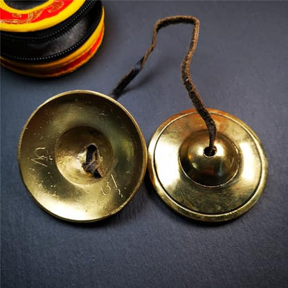 Tibetan Tingsha Bell Set - Tibetan Cymbals - for Sound Healing, Yoga, Meditation, and Mindfulness,Handmade in Nepal,Made of Brass,Plain Pattern,6.5cm/2.6 inch - color: 2-Brass-Plain-6.5cm