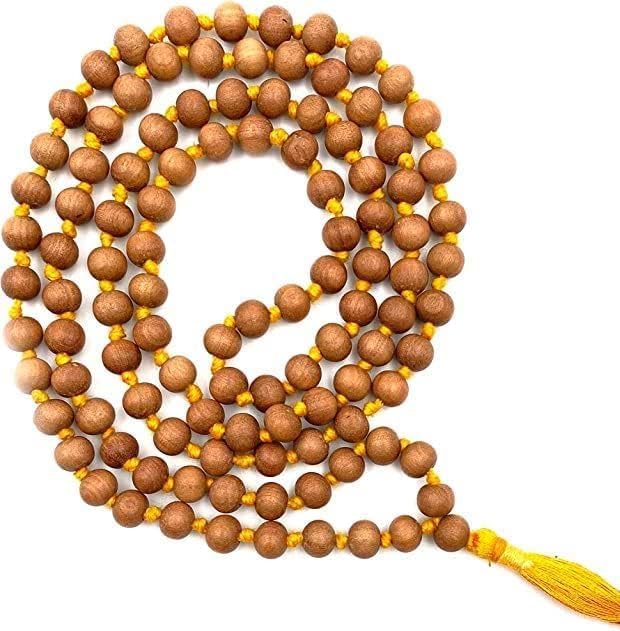 Rudraksh Mala, Natural Himalayan Genuine Original Rudraksha Rosary - style: Tulsi Chandan Jaap mala 7-8MM