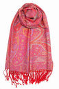 Achillea Reversible Paisley Pashmina Rave Scarf – Exotic Indian Shawls and Wraps for Evening Dresses, Festivals, All Seasons - color: Tapestry Red