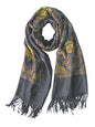 Urban CoCo Women's Embroidered Oversize Tassel Shawl Scarf Wraps for Women - color: #2-gray