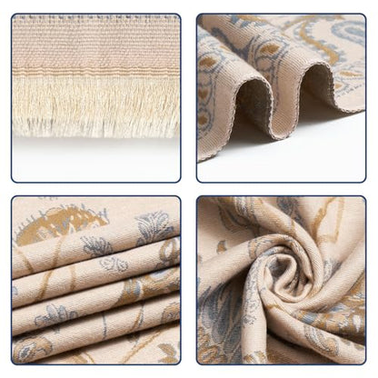 QIUTIMIY Pashmina Shawl Wraps for Womens Winter Scarf Reversible Pattern Designer Ladies Shawls and Wraps for Evening Dresses - color: Flower5-beige