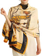 Large Shawl Scarf For Women Lightweight Wraps Silky Headscarf Long Sunscreen Scarfs - color: T26 Golden Carriage Chain / 70"x 35"