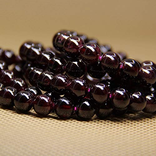 Angelstones Handmade Natural Healing Gemstone 8mm Round Beads Stretch Crystal Bracelet 7 Inch Unisex - color: Red Garnet