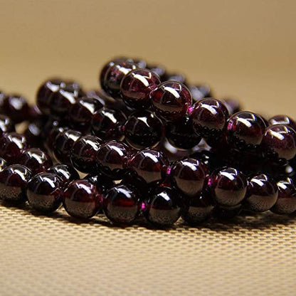 Angelstones Handmade Natural Healing Gemstone 8mm Round Beads Stretch Crystal Bracelet 7 Inch Unisex - color: Red Garnet