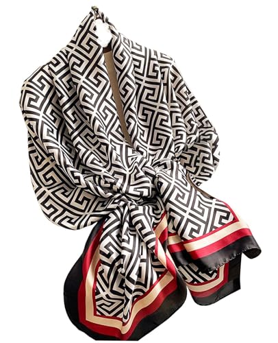 Hioyiwse Shawl Scarf For Women Lightweight Scarves Floral Pattern Formal Evening Dressesformal Shawl Summer Wraps - color: E20-black and White Line（70.8"x35.4")